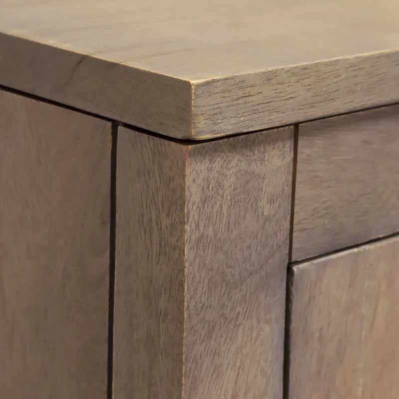 Meuble d'appoint 2 portes en bois de manguier gris cendré, 32W