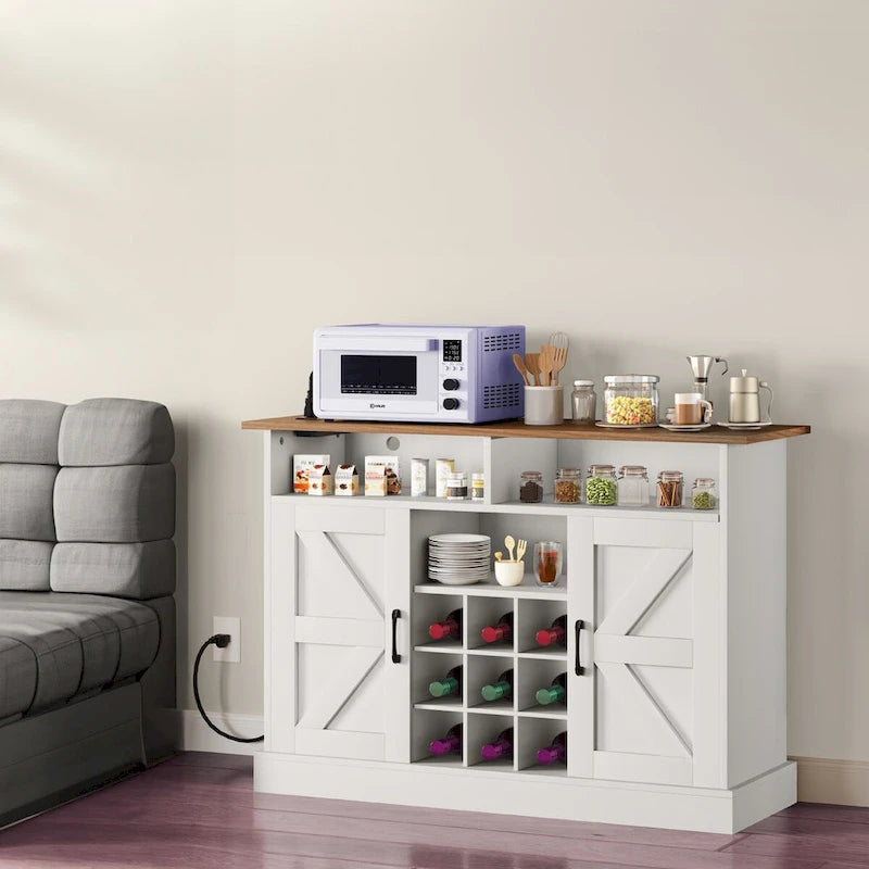 Moasis 47Farmhouse Meuble de Bar à Café avec Étagère Flottante - 40 P x 120 L x 86 H cm