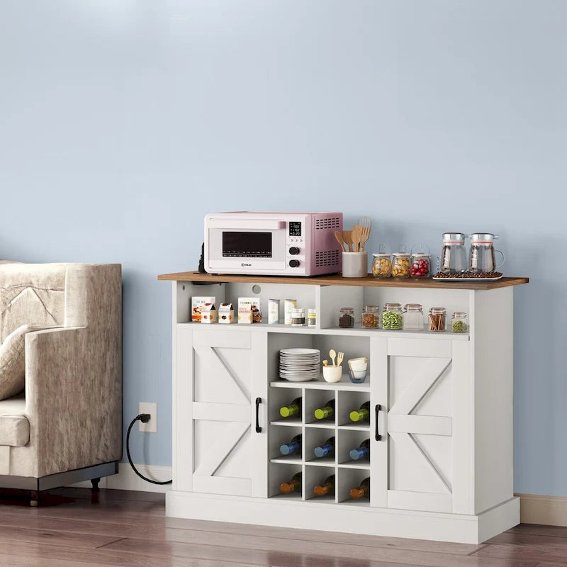 Moasis 47Farmhouse Meuble de Bar à Café avec Étagère Flottante - 40 P x 120 L x 86 H cm