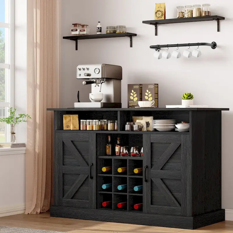 Moasis 47Farmhouse Meuble de Bar à Café avec Étagère Flottante - 40 P x 120 L x 86 H cm