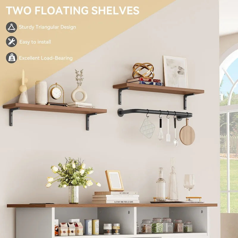 Moasis 47Farmhouse Meuble de Bar à Café avec Étagère Flottante - 40 P x 120 L x 86 H cm