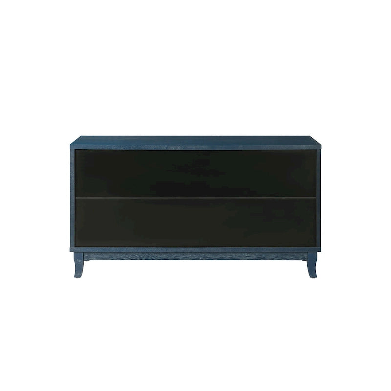Panneaux en grain de qualité supérieure fabriqués à la main Roomfitters, buffet de chevet en rotin, meuble de rangement d'appoint, bleu marine - N/A