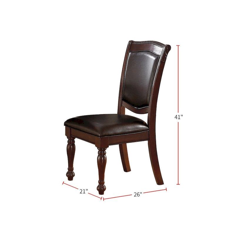 Chaise de salle à manger rembourrée en PU, marron foncé (lot de 2)