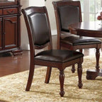 Chaise de salle à manger rembourrée en PU, marron foncé (lot de 2)