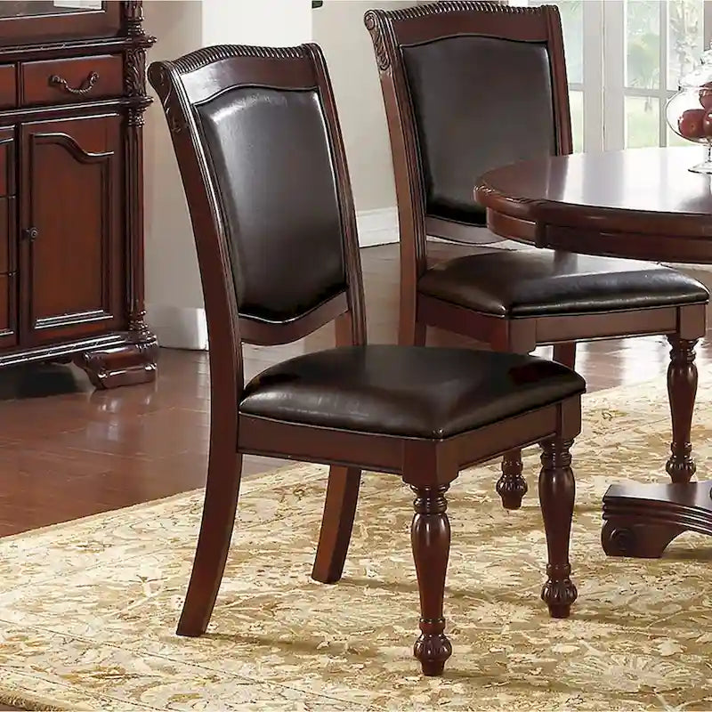 Chaise de salle à manger rembourrée en PU, marron foncé (lot de 2)