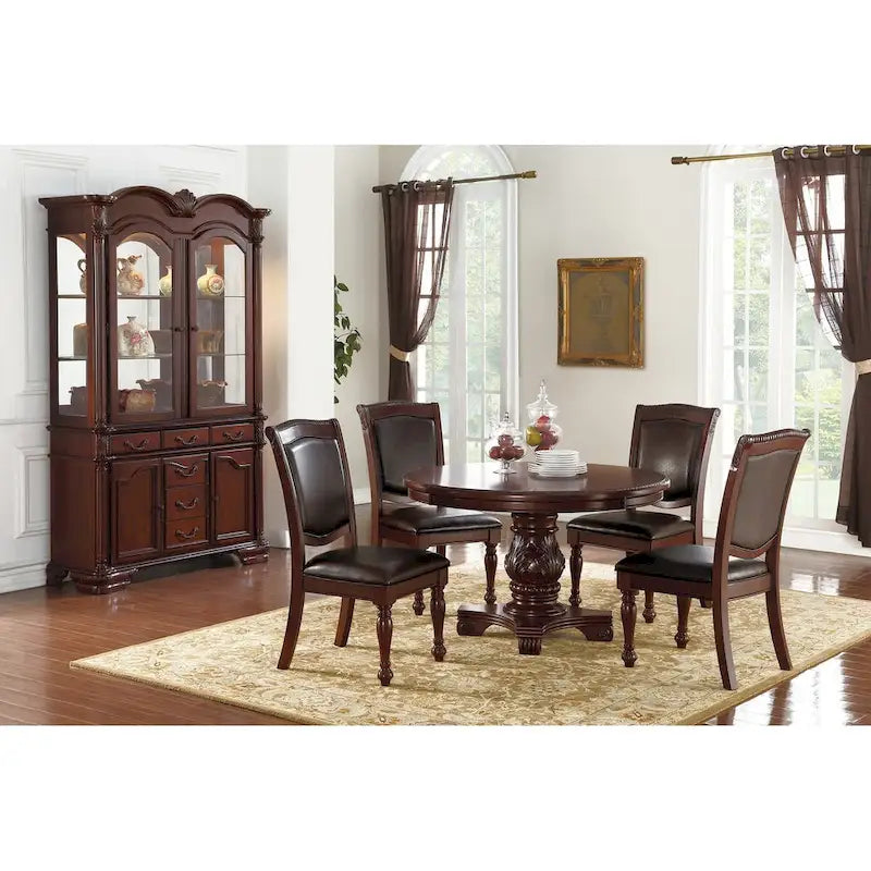 Chaise de salle à manger rembourrée en PU, marron foncé (lot de 2)