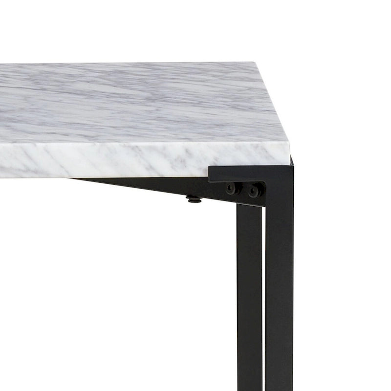 Table d'appoint/de chevet moderne 20 pouces, plateau en marbre de Carrare, structure en acier, gris lisse