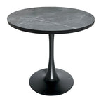 Table à manger ronde Bristol 36 pour 4 personnes avec plateau en MDF et piètement élégant en fer noir pour la cuisine et la salle à manger