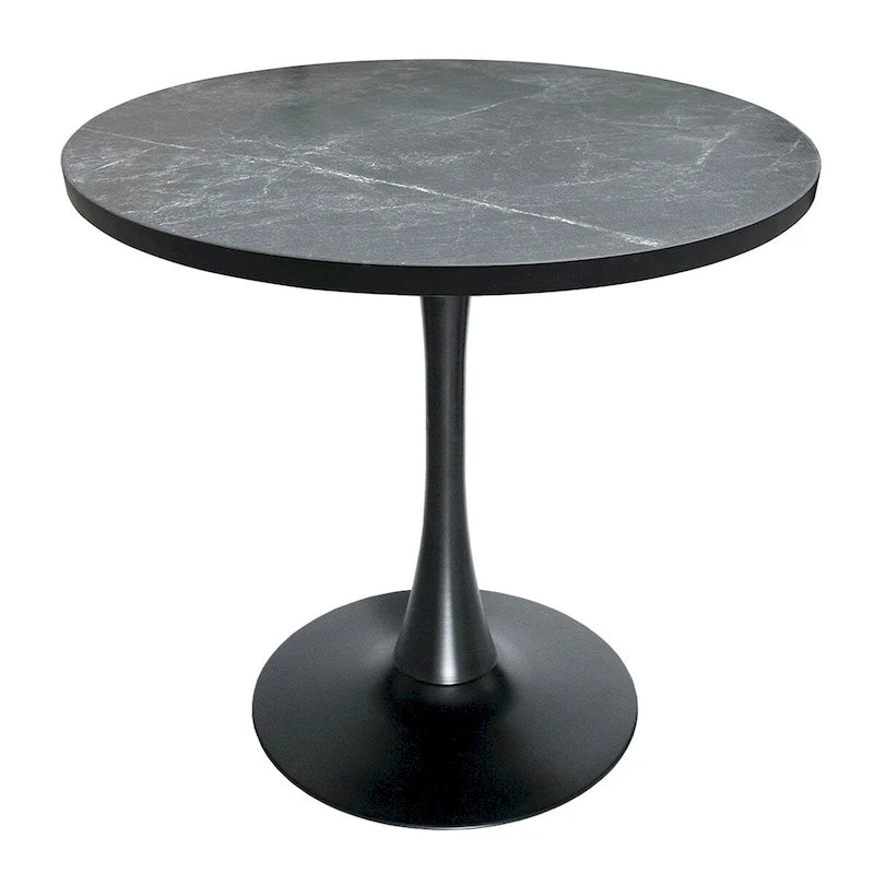 Table à manger ronde Bristol 36 pour 4 personnes avec plateau en MDF et piètement élégant en fer noir pour la cuisine et la salle à manger