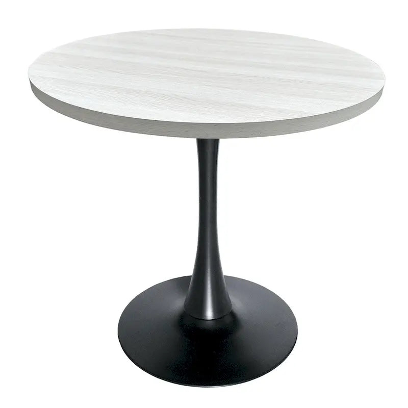 Table à manger ronde Bristol 36 pour 4 personnes avec plateau en MDF et piètement élégant en fer noir pour la cuisine et la salle à manger