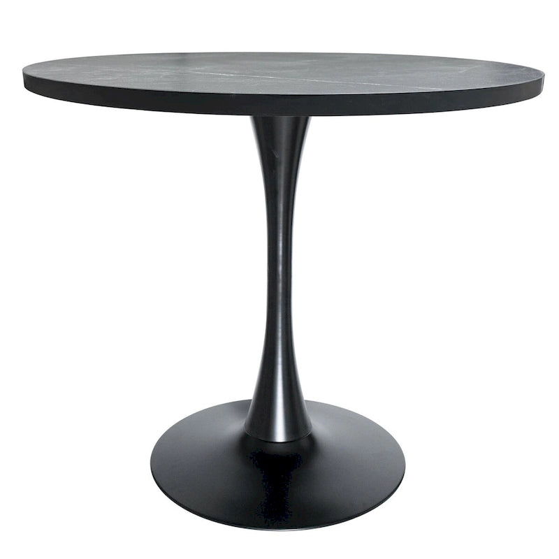 Table à manger ronde Bristol 36 pour 4 personnes avec plateau en MDF et piètement élégant en fer noir pour la cuisine et la salle à manger