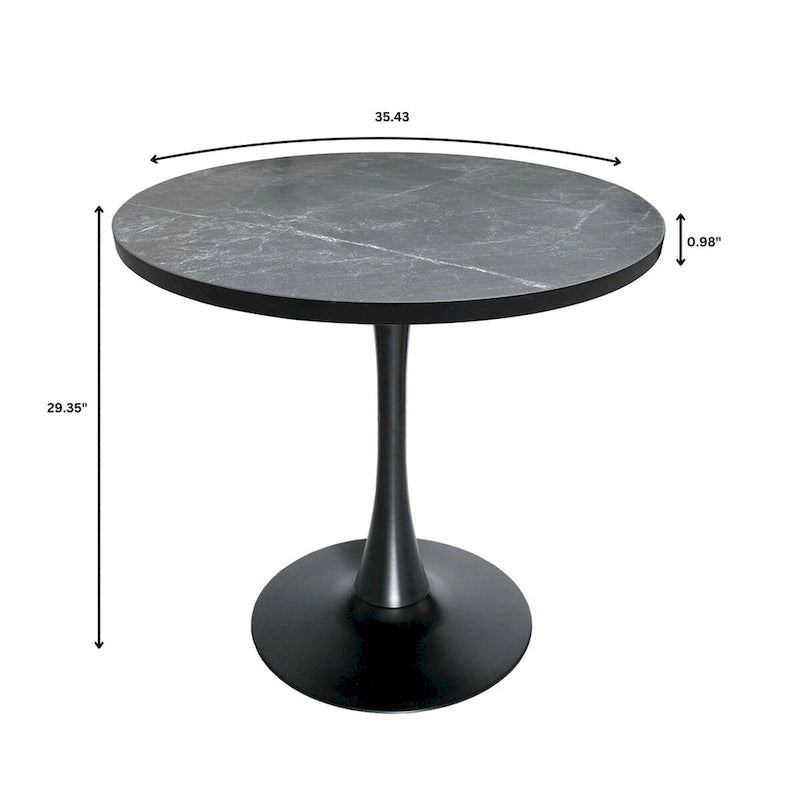 Table à manger ronde Bristol 36 pour 4 personnes avec plateau en MDF et piètement élégant en fer noir pour la cuisine et la salle à manger