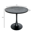 Table à manger ronde Bristol 36 pour 4 personnes avec plateau en MDF et piètement élégant en fer noir pour la cuisine et la salle à manger