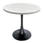 Table à manger ronde Bristol 36 pour 4 personnes avec plateau en MDF et piètement élégant en fer noir pour la cuisine et la salle à manger