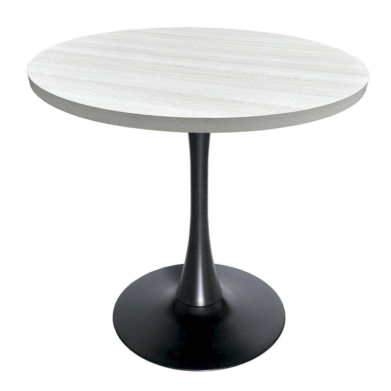 Table à manger ronde Bristol 36 pour 4 personnes avec plateau en MDF et piètement élégant en fer noir pour la cuisine et la salle à manger