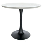 Table à manger ronde Bristol 36 pour 4 personnes avec plateau en MDF et piètement élégant en fer noir pour la cuisine et la salle à manger