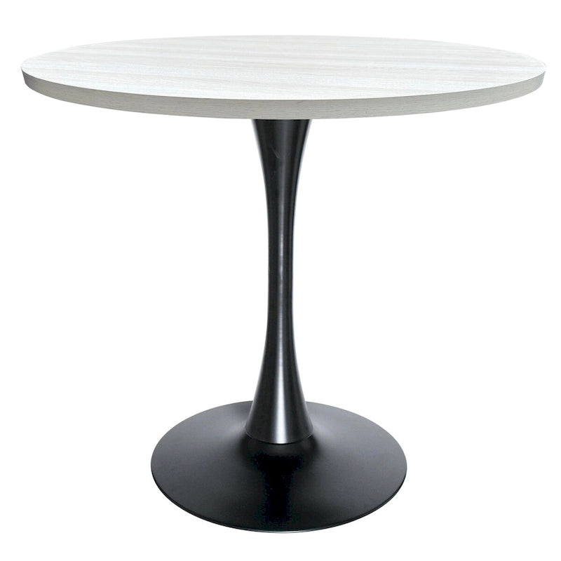 Table à manger ronde Bristol 36 pour 4 personnes avec plateau en MDF et piètement élégant en fer noir pour la cuisine et la salle à manger