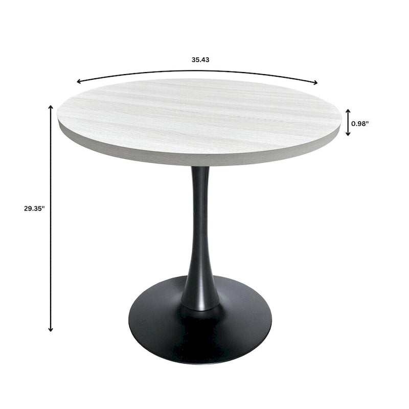 Table à manger ronde Bristol 36 pour 4 personnes avec plateau en MDF et piètement élégant en fer noir pour la cuisine et la salle à manger