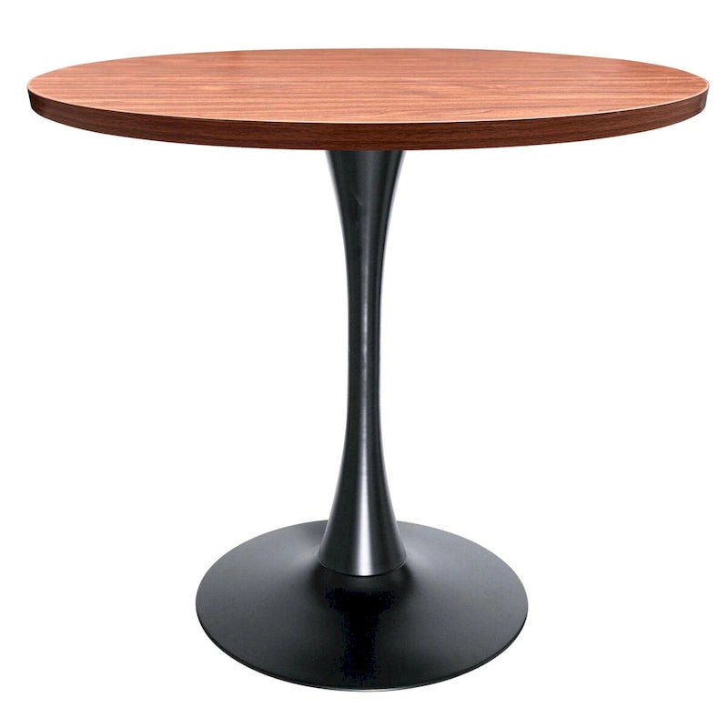 Table à manger ronde Bristol 36 pour 4 personnes avec plateau en MDF et piètement élégant en fer noir pour la cuisine et la salle à manger
