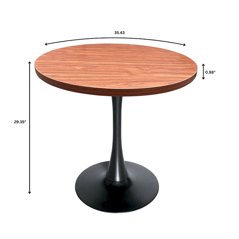 Table à manger ronde Bristol 36 pour 4 personnes avec plateau en MDF et piètement élégant en fer noir pour la cuisine et la salle à manger