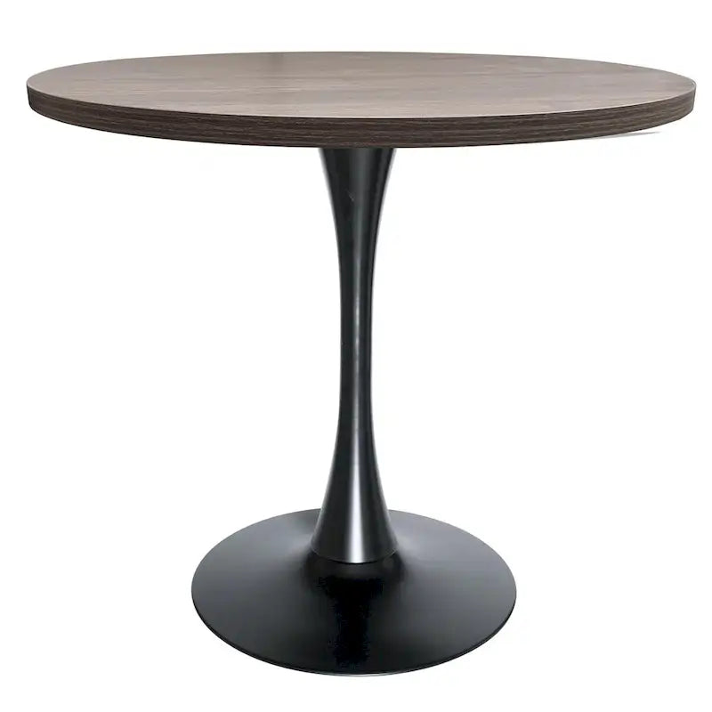 Table à manger ronde Bristol 36 pour 4 personnes avec plateau en MDF et piètement élégant en fer noir pour la cuisine et la salle à manger