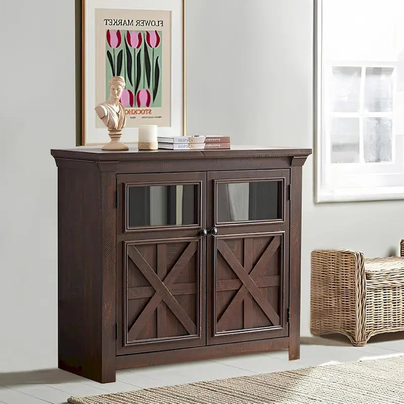 Roomfitters Meuble Buffet Grande Armoire 2 Portes, Meuble Bar à Vin, Meuble de Rangement Bar à Café Bar à Vin