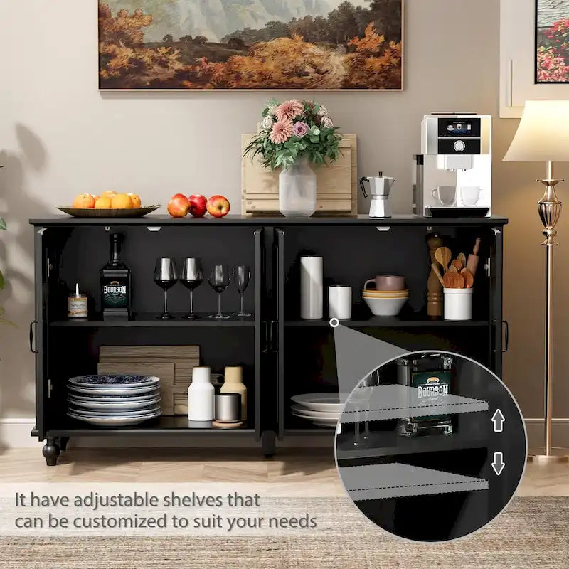 Buffet de cuisine, meuble d'appoint avec bar à café, table de service