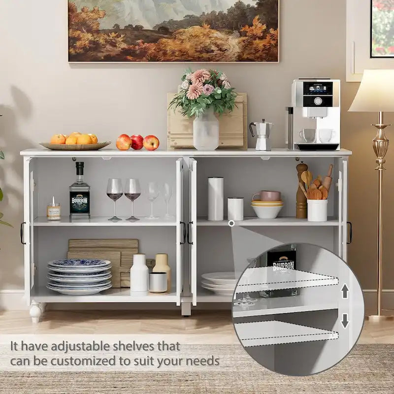 Buffet de cuisine, meuble d'appoint avec bar à café, table de service