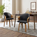Chaises de salle à manger pivotantes en bois courbé et PU Art Leon (Lot de 2)