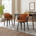 Chaises de salle à manger pivotantes en bois courbé et PU Art Leon (Lot de 2)