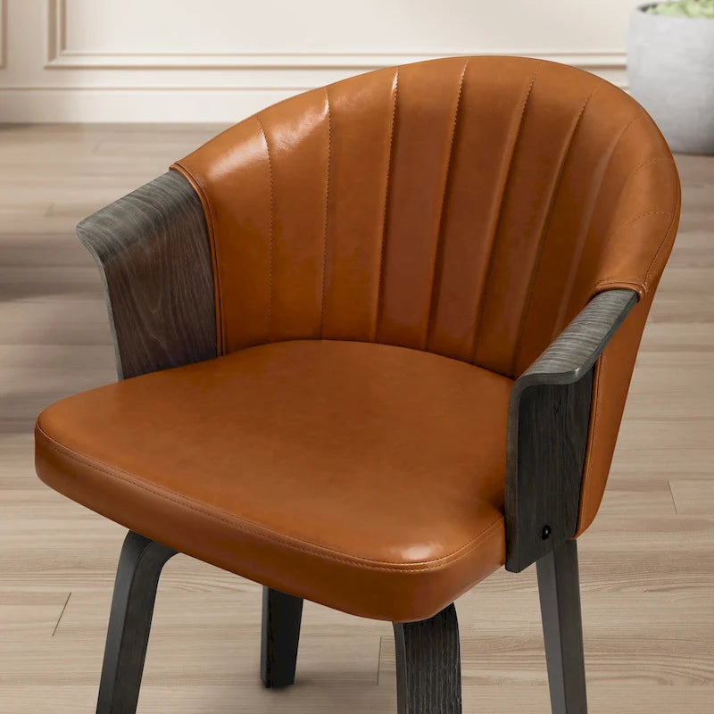 Chaises de salle à manger pivotantes en bois courbé et PU Art Leon (Lot de 2)