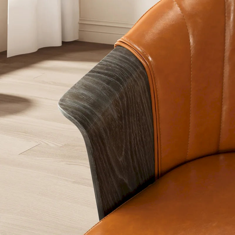 Chaises de salle à manger pivotantes en bois courbé et PU Art Leon (Lot de 2)