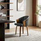 Chaises de salle à manger pivotantes en bois courbé et PU Art Leon (Lot de 2)