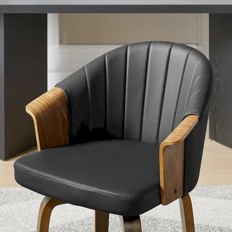 Chaises de salle à manger pivotantes en bois courbé et PU Art Leon (Lot de 2)