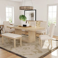 Ensemble de salle à manger contemporain 6 pièces avec table à pied central extensible de 198 cm