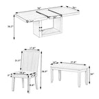 Ensemble de salle à manger contemporain 6 pièces avec table à pied central extensible de 198 cm