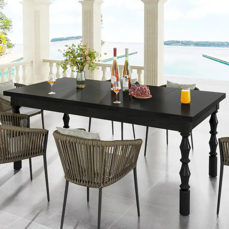Table à manger en bois de 62 po pour 4 à 6 personnes, grande table de cuisine rectangulaire de style rustique
