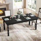 Table à manger en bois de 62 po pour 4 à 6 personnes, grande table de cuisine rectangulaire de style rustique