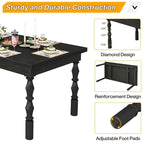 Table à manger en bois de 62 po pour 4 à 6 personnes, grande table de cuisine rectangulaire de style rustique
