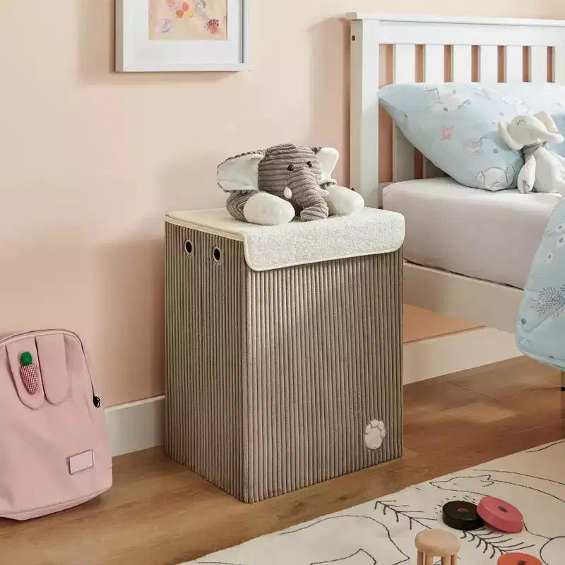 Danya B. Panier à linge pliable en velours côtelé pour enfants, rangement de jouets