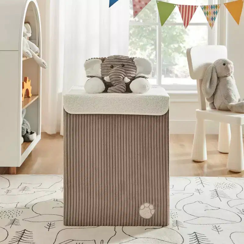 Danya B. Panier à linge pliable en velours côtelé pour enfants, rangement de jouets