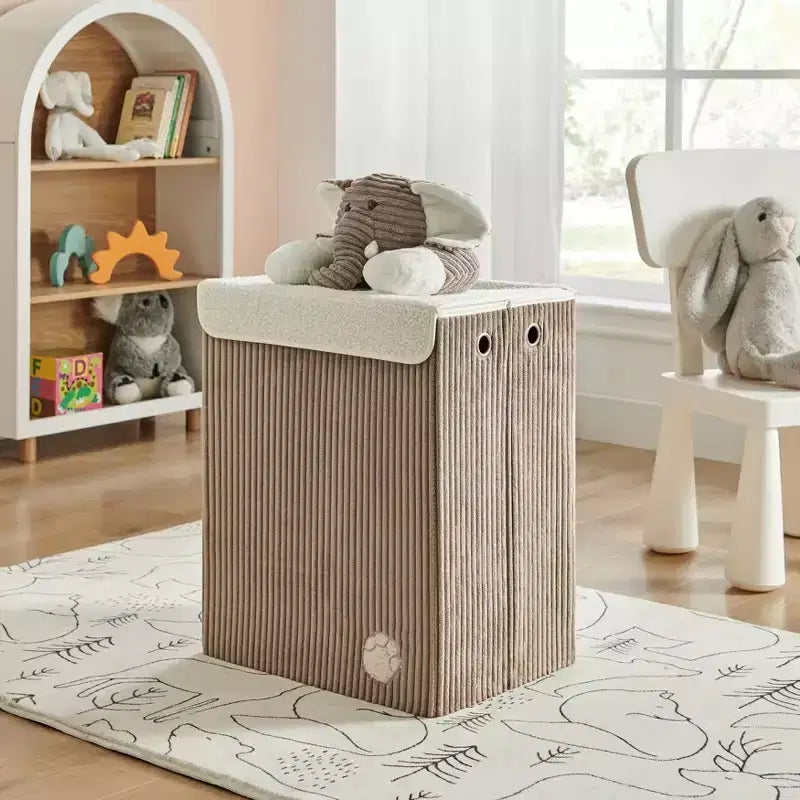 Danya B. Panier à linge pliable en velours côtelé pour enfants, rangement de jouets