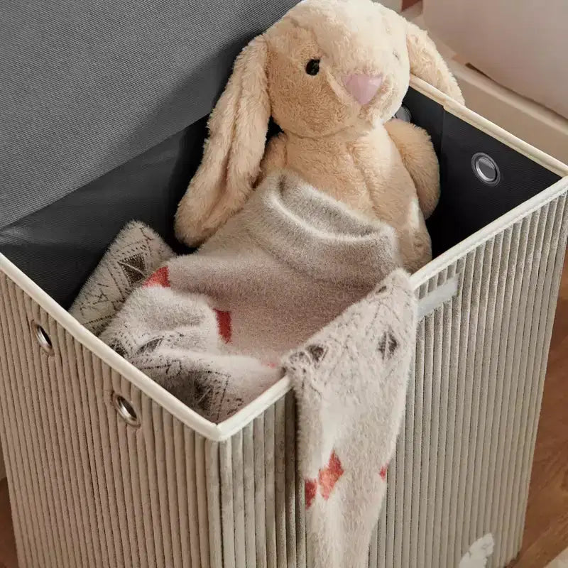 Danya B. Panier à linge pliable en velours côtelé pour enfants, rangement de jouets
