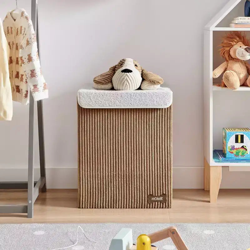 Danya B. Panier à linge pliable en velours côtelé pour enfants, rangement de jouets