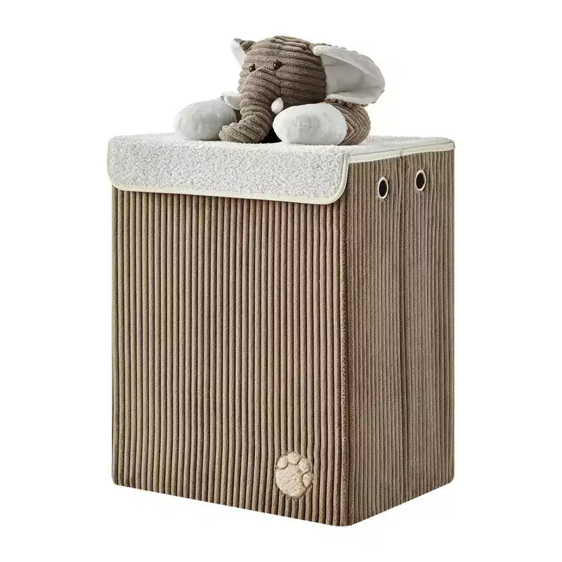 Danya B. Panier à linge pliable en velours côtelé pour enfants, rangement de jouets