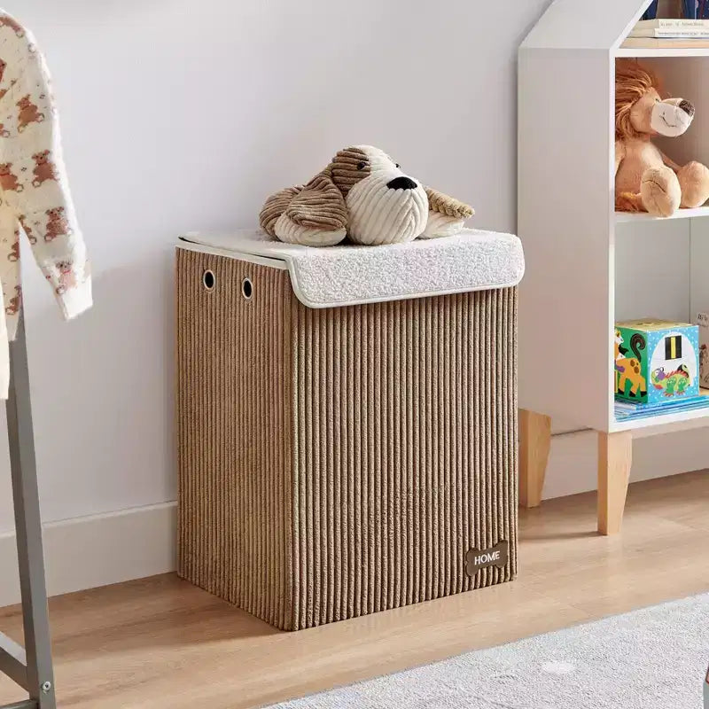 Danya B. Panier à linge pliable en velours côtelé pour enfants, rangement de jouets