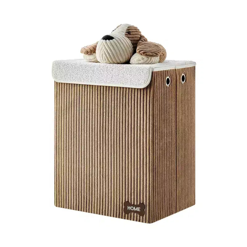 Danya B. Panier à linge pliable en velours côtelé pour enfants, rangement de jouets