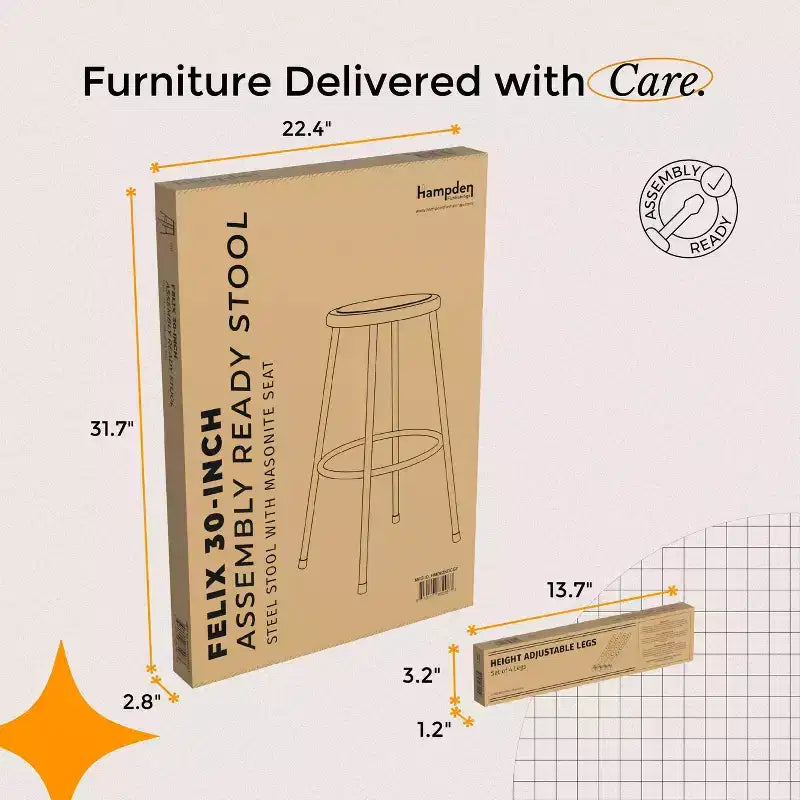 Tabouret en acier Hampden Furnishings, collection Felix, 32 à 39 po