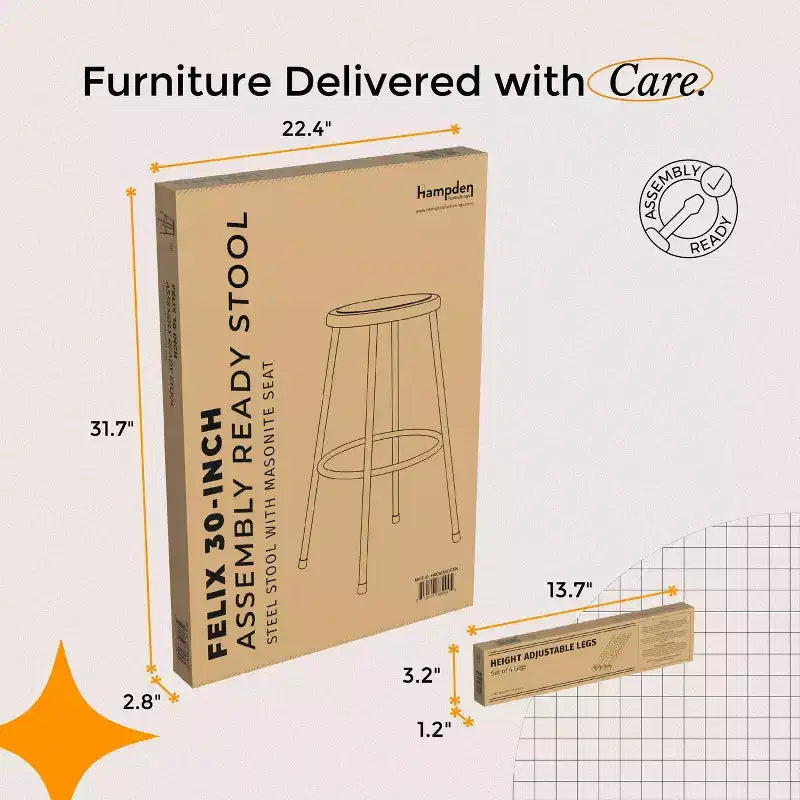 Tabouret en acier Hampden Furnishings, collection Felix, 32 à 39 po