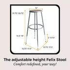 Tabouret en acier Hampden Furnishings, collection Felix, 32 à 39 po